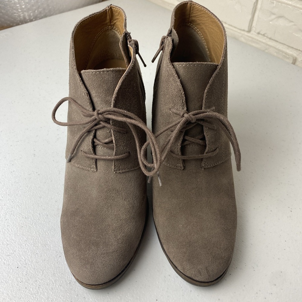 Lucky Brand Shylow Tie Up Wedge Suede Bootie - Size 8 Med